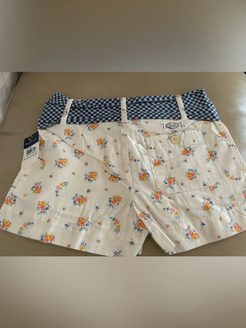 ✨New✨Ralph Lauren Floral Pleated Shortd with Blue Gingham Belt✨
